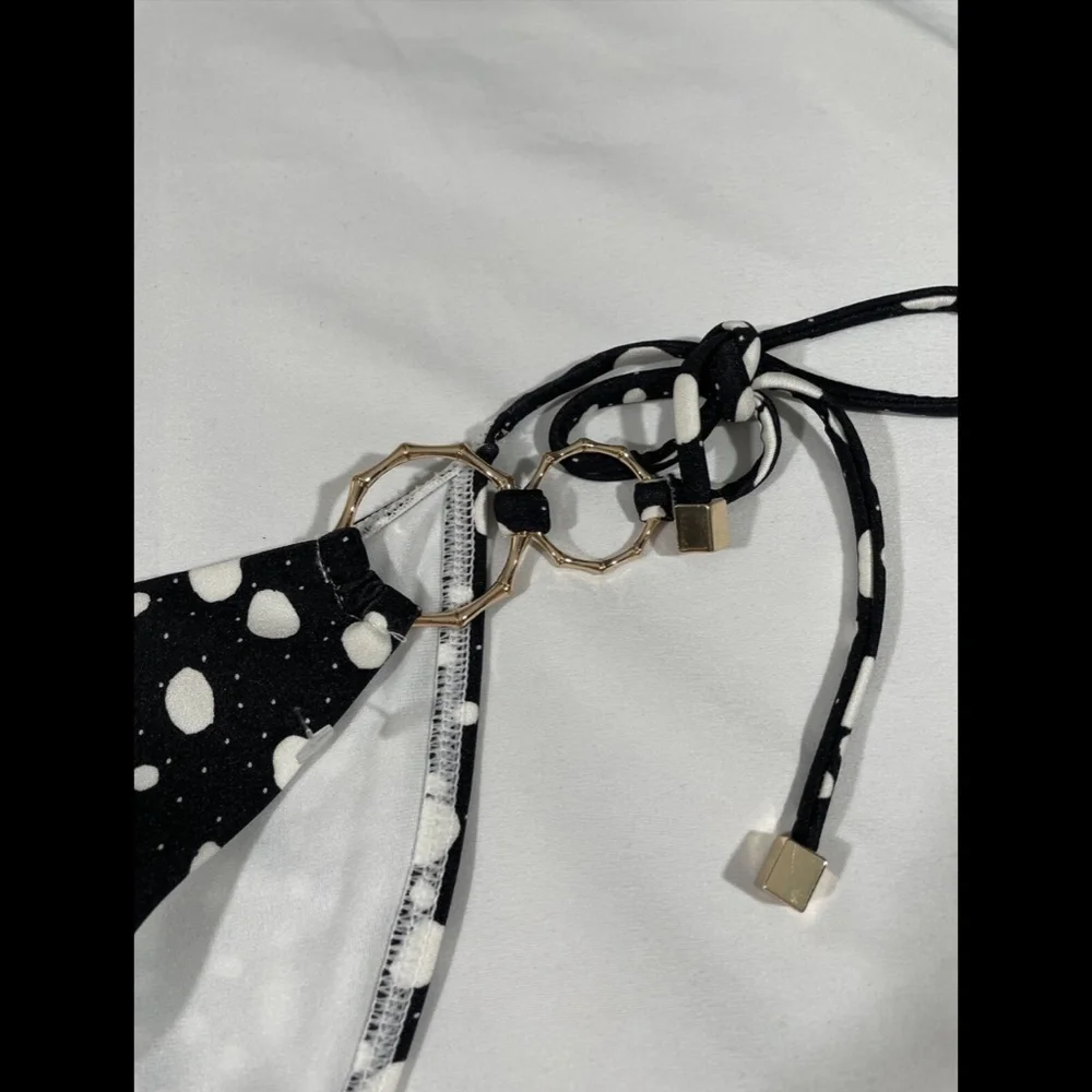 NEW River Island [ 2 US ] Ring Detail Polka Dot Side Tie‎ Bikini Bottoms